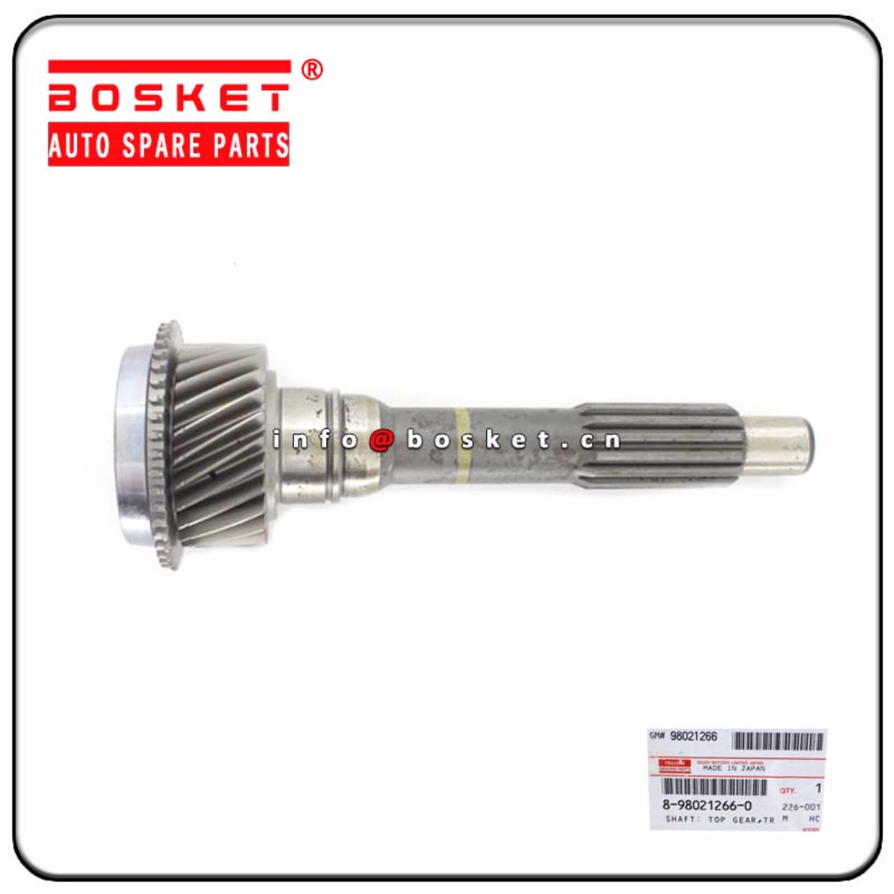 8-98021266-0 8980212660 Transmission Top Gear Shaft Suitable for ISUZU 4HF1 4HG1 MYY5T NKR NPR