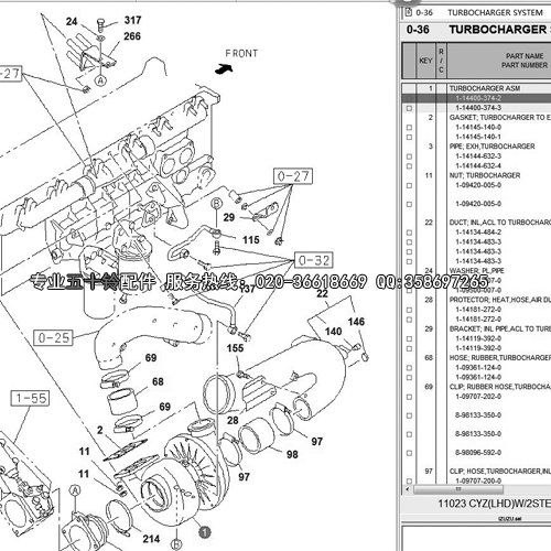 SUPPLY ISUZU CYZ51K 6WF1 TURBOCHARGE 1-14400374-2 1144003742