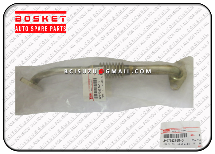 ISUZU 8-97362760-0 4HK1 PIPE; OIL DRAIN,TURBOCHARGER