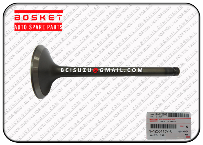 1125511650 1-12551165-0 Isuzu 6BG1 Inlet Valve 1125511390 1-12551139-0 